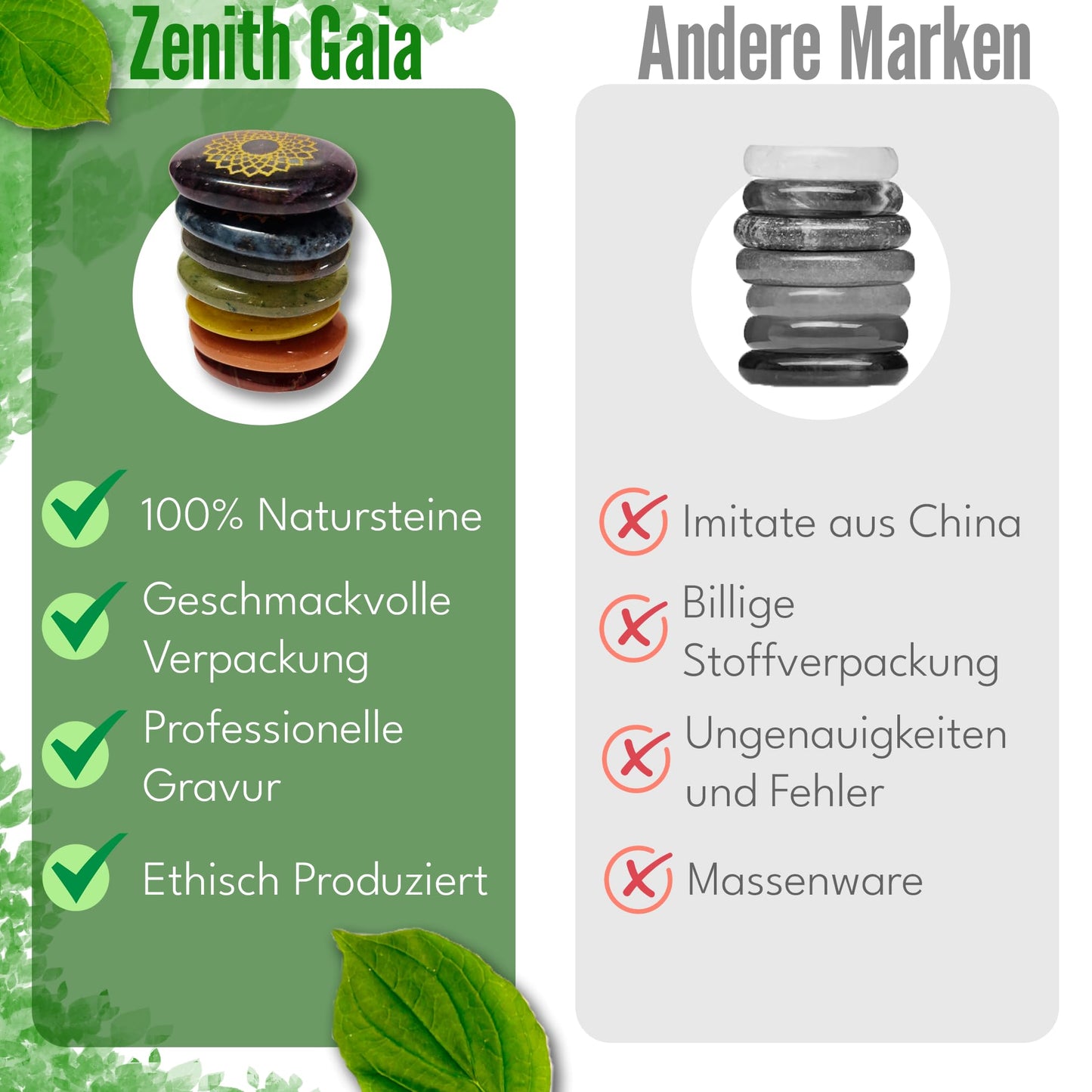 Zenith Gaia Premium Chakra Steine Set mit Armband – Handgefertigte 7 Edelsteine – Natursteine in edler Holzbox – Chakra Heilsteine Set für spirituelles Gleichgewicht und Energiearbeit - Worry Stones