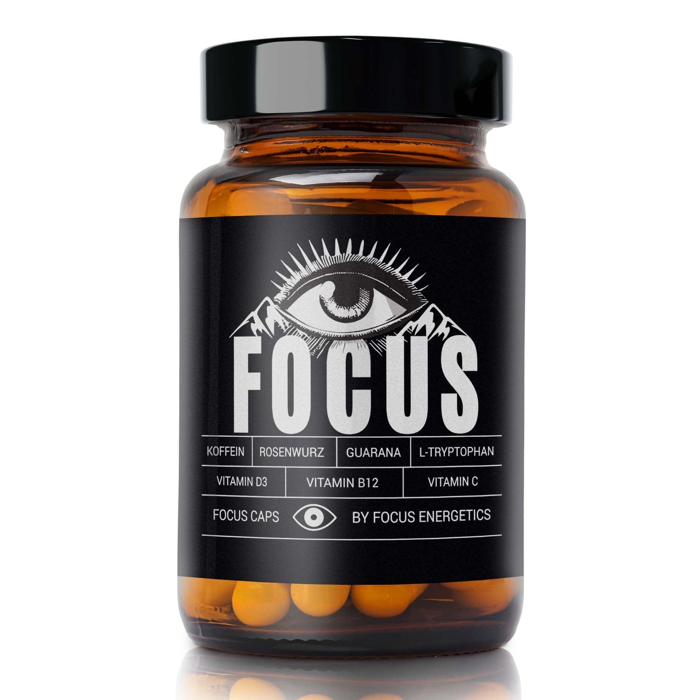 Focus Caps – Dein Support für mentale Klarheit, Konzentration & Energie – Mit Koffein, Guarana, L-Tryptophan, Vitamin C, D und B12 – 60 Fokus Kapseln