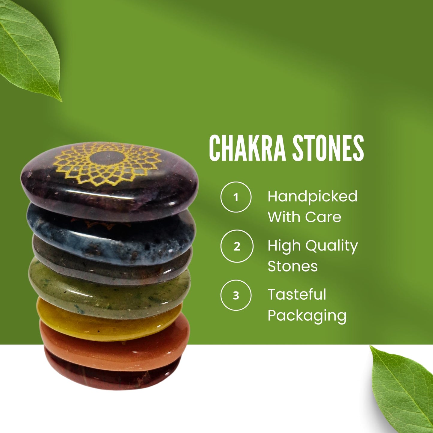 Zenith Gaia Premium Chakra Steine Set mit Armband – Handgefertigte 7 Edelsteine – Natursteine in edler Holzbox – Chakra Heilsteine Set für spirituelles Gleichgewicht und Energiearbeit - Worry Stones