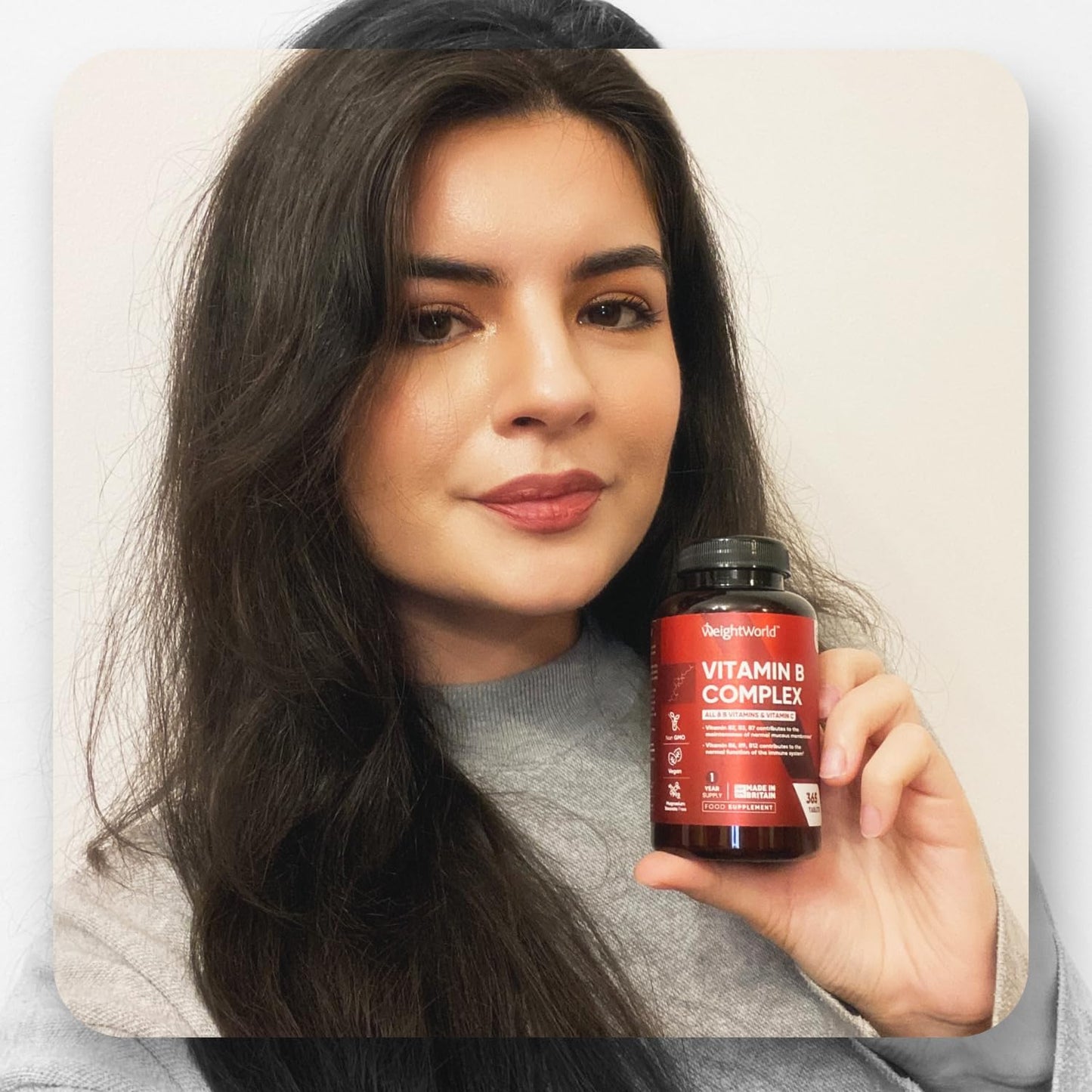 Vitamin B Komplex - 1 Jahr Vorrat - 365 Vitamin B Tabletten - Alle 8 B Vitamin B12, B1, B2, B3, B5, B6, B7, B9 - Mit Vitamin C (Ascorbinsäure), Biotin, Folsäure - Vegane B Complex - WeightWorld