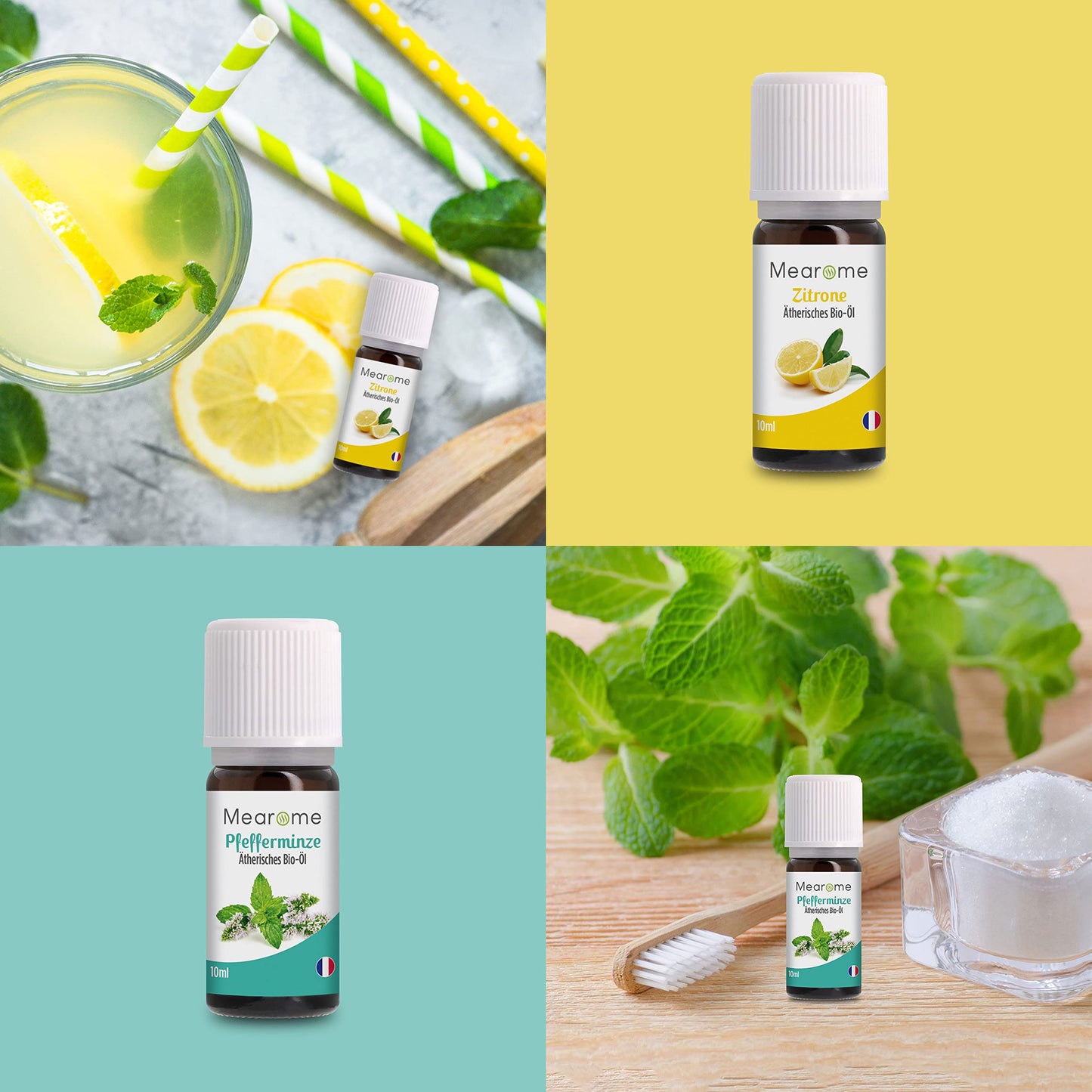 ÄTHERISCHE ÖLE SET BIO-Zertifiziert Duftöl Pur 100% Naturrein, Aroma Diffuser Ravintsara Lavendin Pfefferminzöl Zitrone Eukalyptusöl Süßorangenöl Aromatherapie Geschenk Idee Massageöle Geschenkset